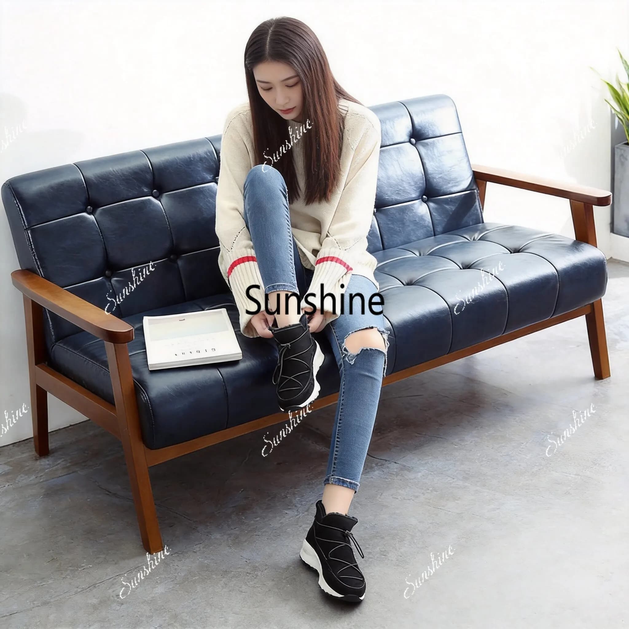 Clothing Store Apartment B & B Sofa Nordic Fabric Solid Wood Sofa