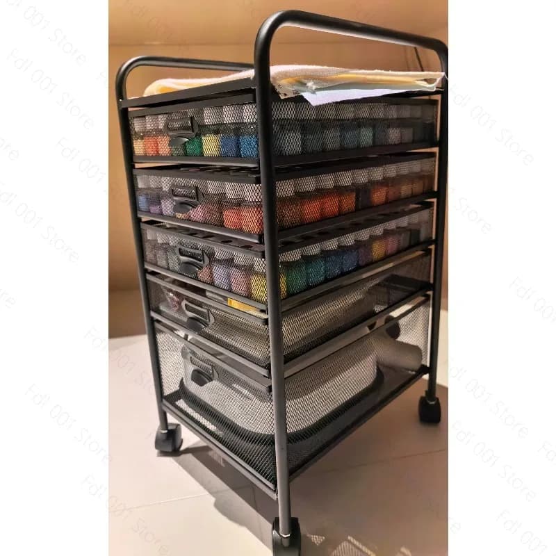 Metal Rolling File Cart with Drawers for A4 Paper Storage