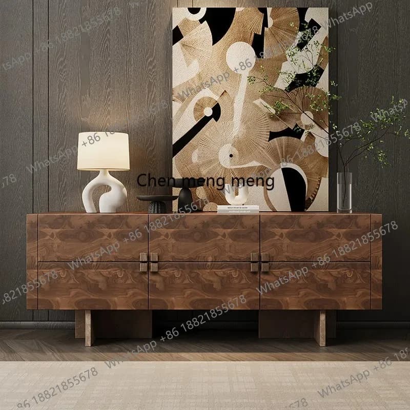 R  Italian solid wood dining side cabinet, living room decorative locker, antique style, entrance cabinet