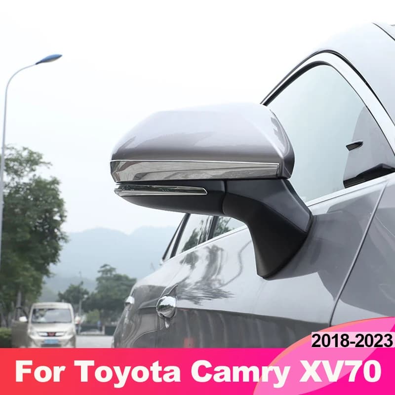 For Toyota Camry 70 XV70 2018 2019 2020 2021 2022 2023 Hybrid Car Rear View Mirror Side Cover Strips Stickers ABS Accessories