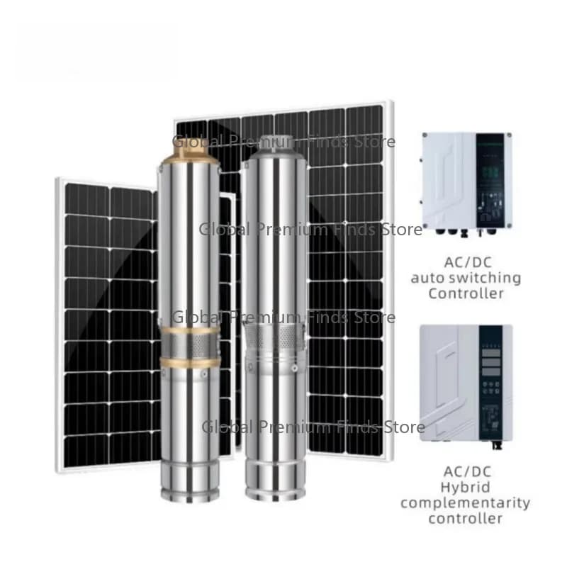 1.5kw Pompe a Eau Solaire Agricole Ac Dc Solar Water Pump 2hp Hybrid Solar Pump Complete With Panels