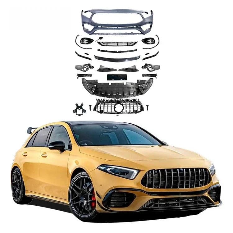 Conversion Kit for W177 Sedan Upgrade A45 Style 2019- Front Bumper Auto Parts Bumper Grille Diffuser