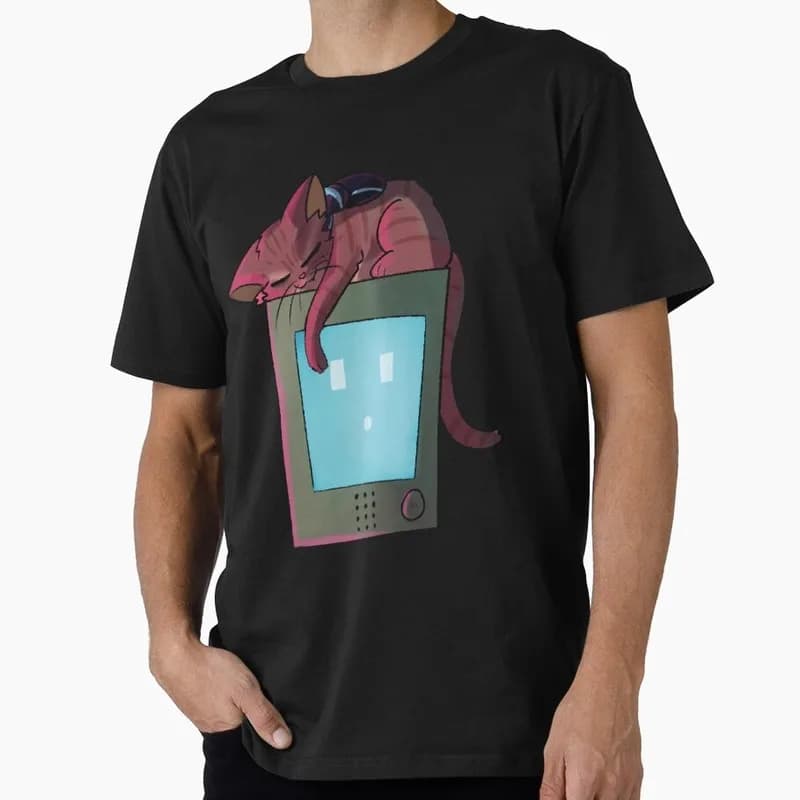Stray Video Game Cat Graphic T‑Shirt O‑Neck Short Sleeve Unisex Tees Cyberpunk Stray Cat Print Casual Streetwear For Gamer Fans