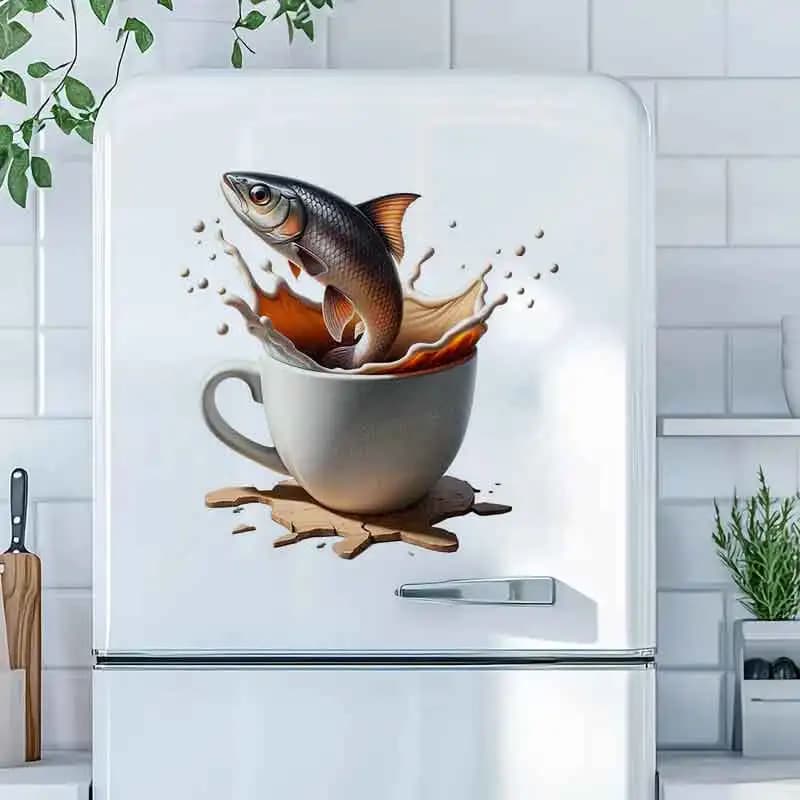 Colorful Fish Marine Life Art Wall Stickers Decals for Living Room Cabinets Fridge - Waterproof Home Decoration AA317
