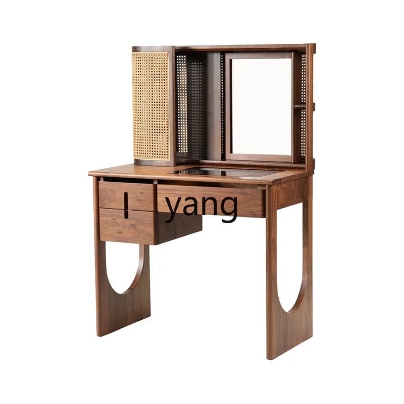 LH retro rattan dresser bedroom storage integrated small apartment makeup table