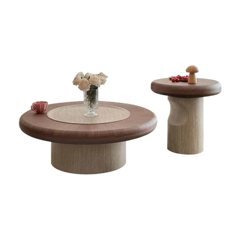 Simple antique modern travertine round coffee table
