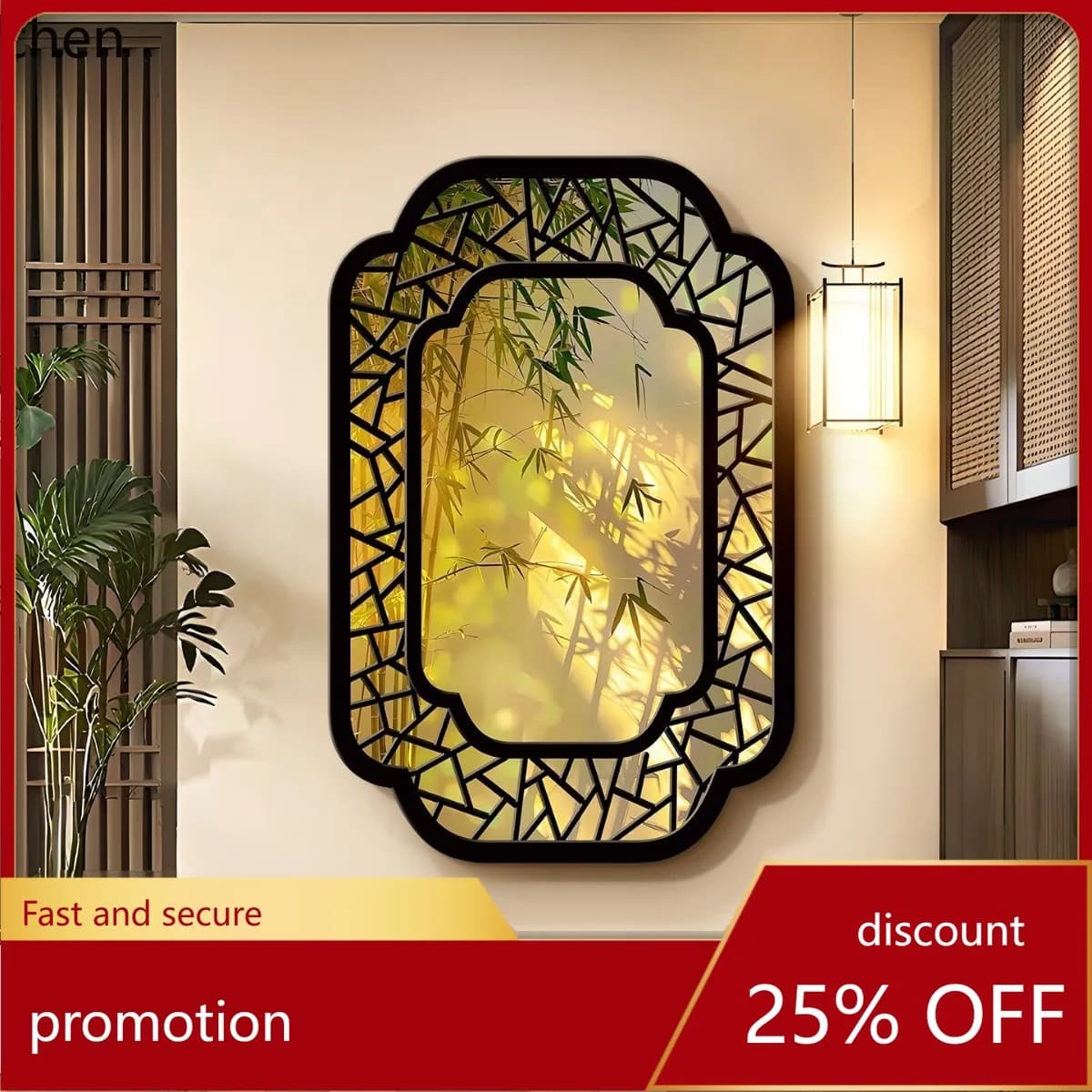 YFY entrance cabinet decorative painting high-end background wall atmosphere mural new chinese zen window view hanging painting