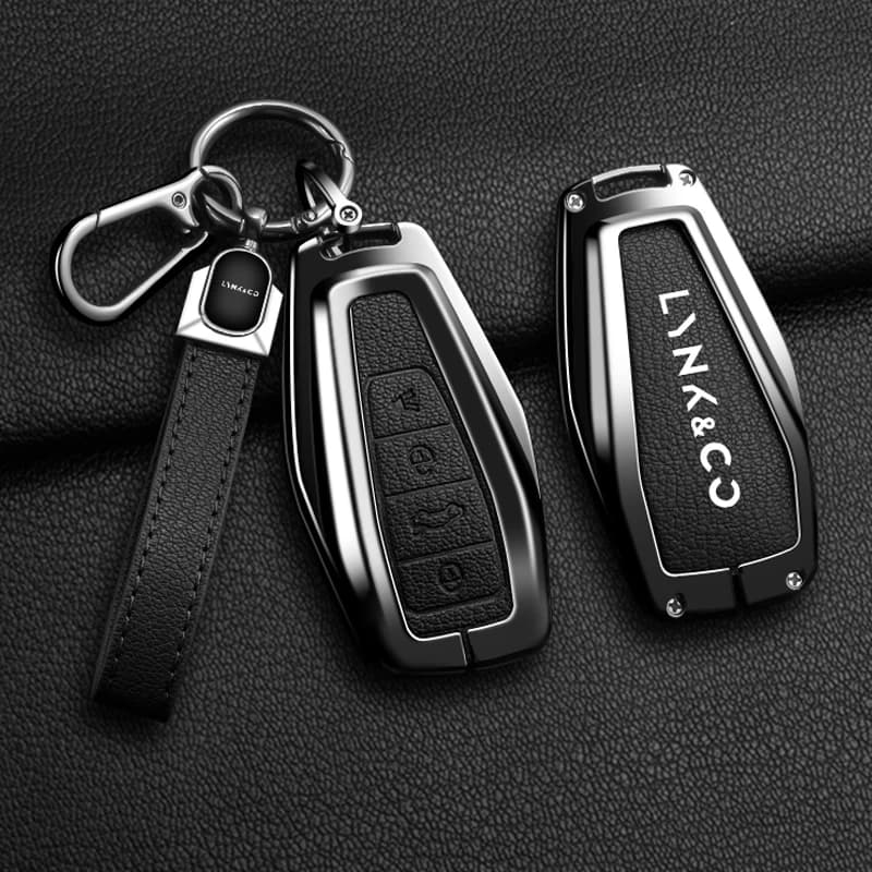 Car Zinc Alloy Leather Key Cases Cover Chain Buckle For LYNK&CO Lynkco 03 02 01 05 08 09 Protector Keychain Accessories