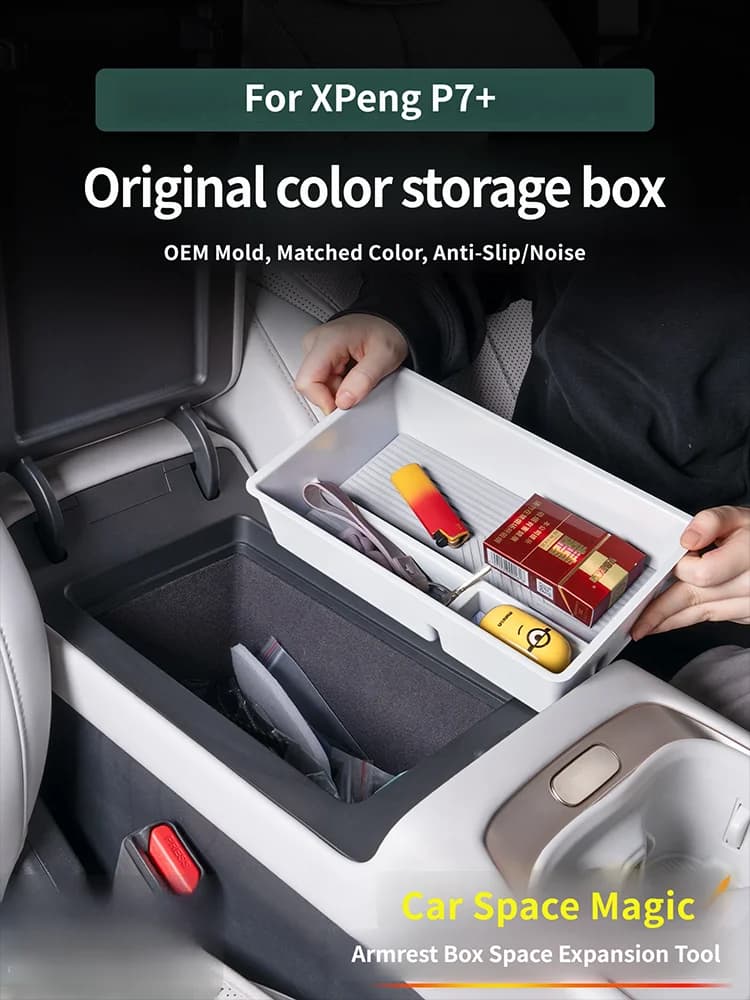 Armrest Box Storage Box For XPENG P7+ 2026 2027 Car Central Armrest Storage Box Content Center Console Car Accessories Interior