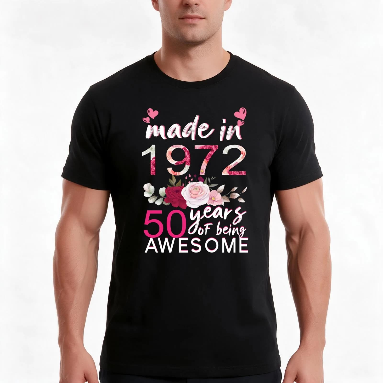 made in 1972 50 years of being awesome T-Shirt, Summer Casual Cotton Tee, Oversized Streetwear Tops, Vintage Graphic Print