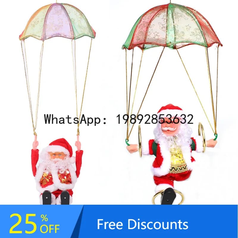 CZ Parachute Somersault Electric Music Santa Claus Christmas Gift Ornament Christmas Decoration