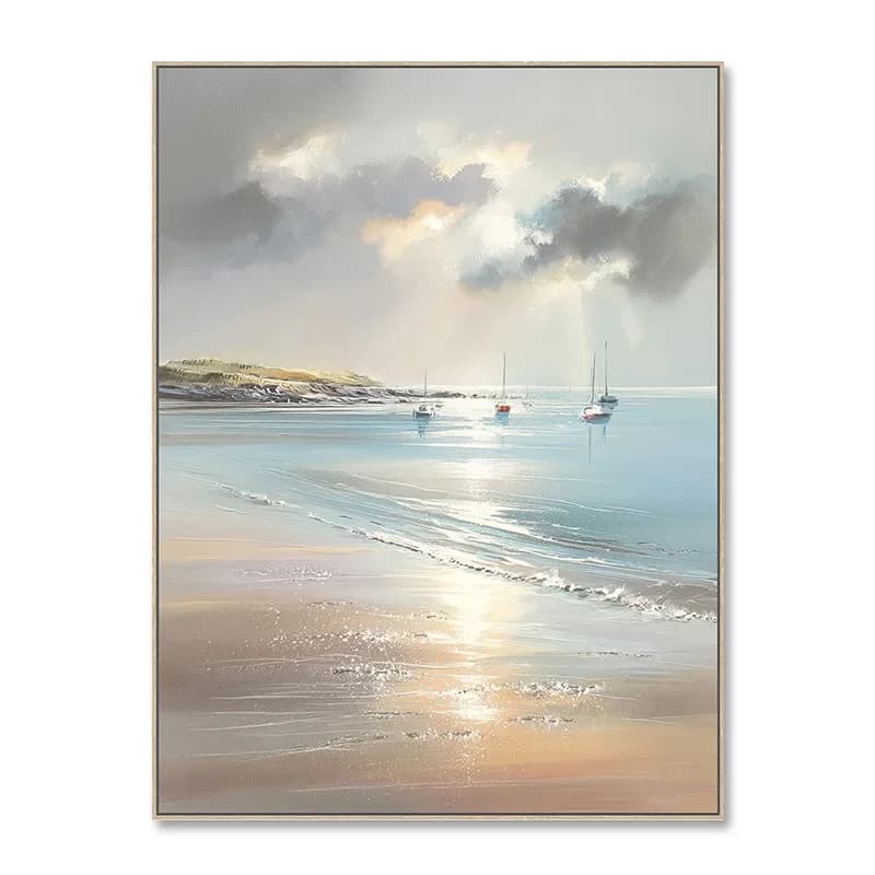Sunshine Coast sailing landscape decoration painting, hotel bed and breakfast living room office background wall painting