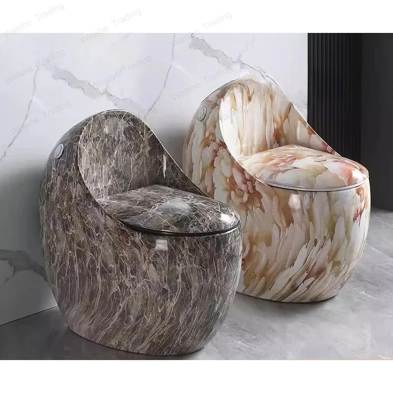High-end small apartment toilet pumping siphon type toilet household colored chicken egg type,  personalized creativity