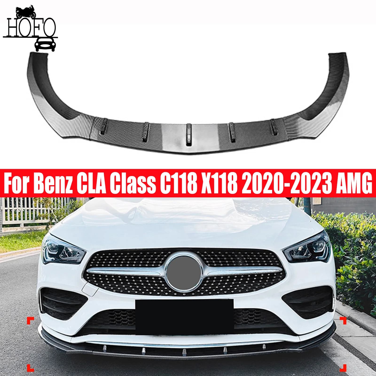 Front Spoiler Lip Splitter Trim Lower Guard Blade For Mercedes Benz CLA Class C118 X118 2020-2023 AMG