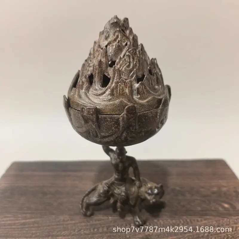Large Brass Craft Boshan Incense Burner for Home Living Room Decoration