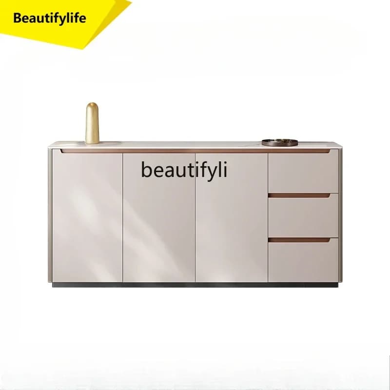 Q181  Side cabinet Modern solid wood storage against the wall High TV cabinet Saddle leather storage cabinet at the end of the b
