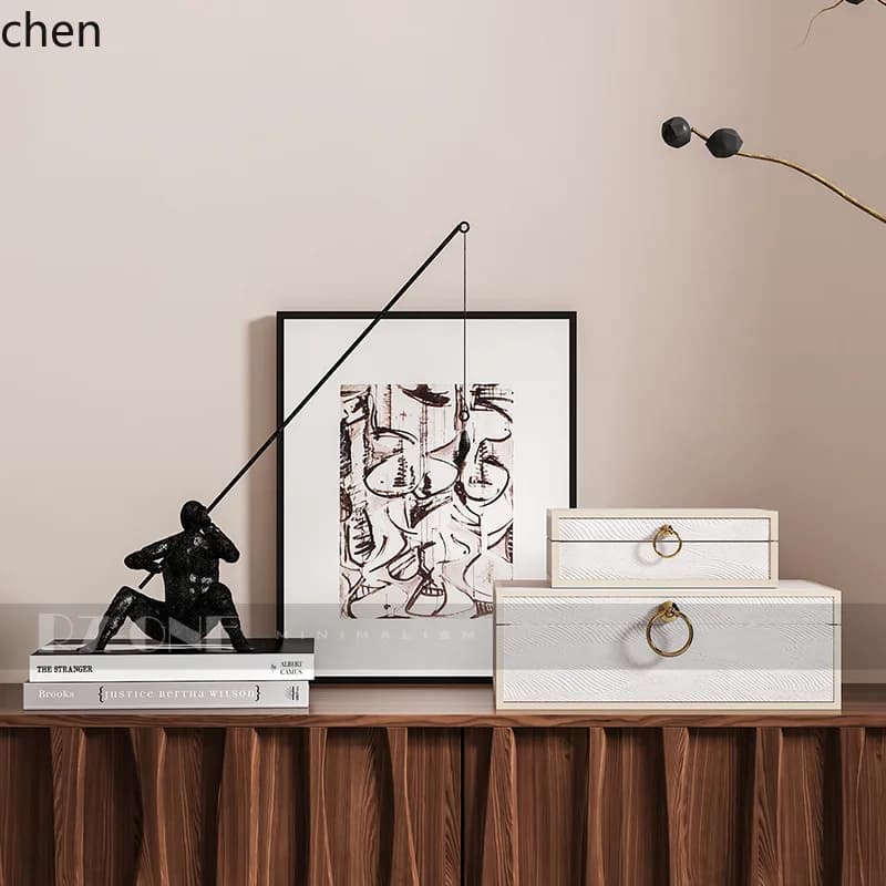 ZML New Chinese Style Model Room Vintage Soft Decor Wabi-Sabi Style Homestay Art Entrance Combination Set
