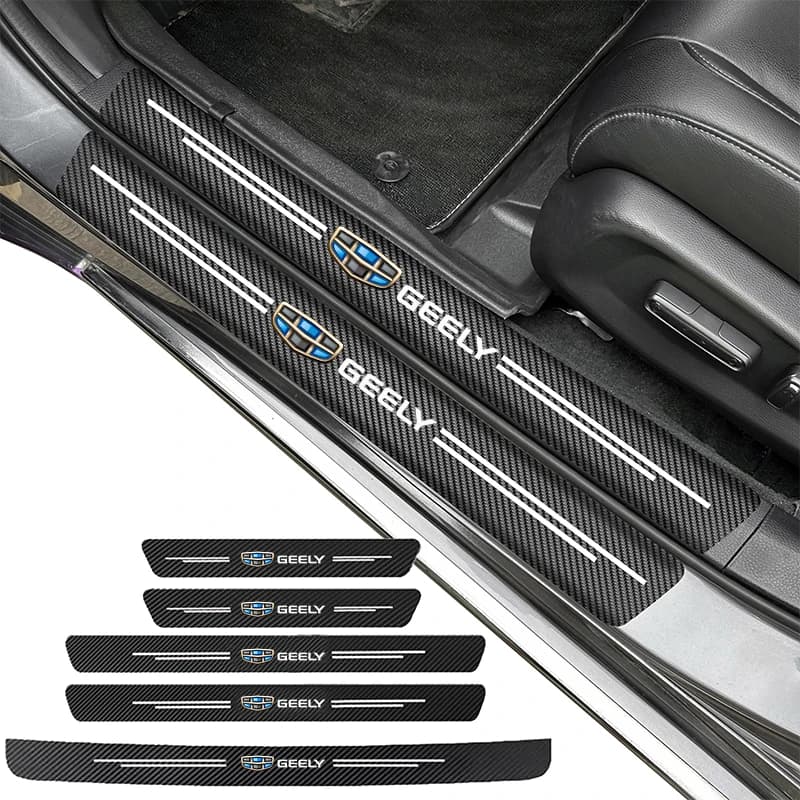 Car Door Sill Protector Carbon Fiber Threshold Decals Stickers For Geely Atlas Coolray Emgrand EC7 EC8 X7 EX7 CK2 CK3 GL GS