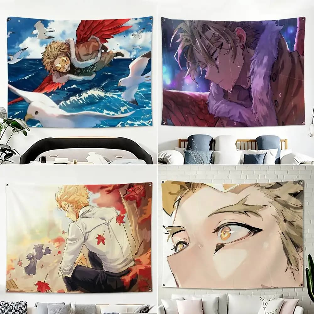My Hero Academia Hawks Tokoyami  Home Decor Horizontal Flag Banner Indoor Outdoor Wall Hanging