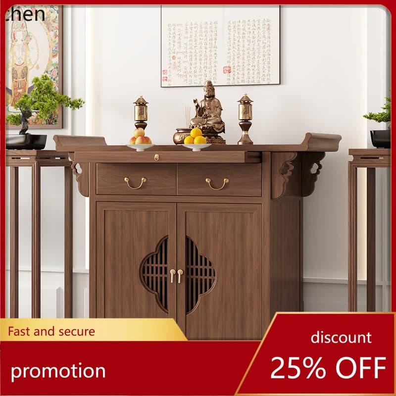 CZ household new Chinese Buddhist table black walnut Buddhist table living room incense table Shentai God of Wealth casket