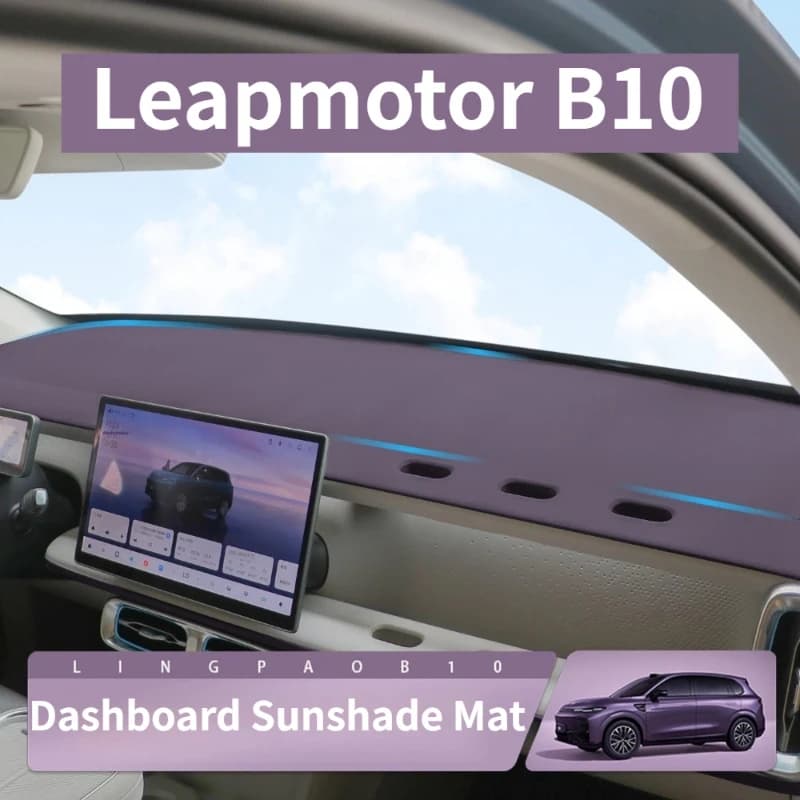 For Leapmotor B10 Leather Dashboard Sun Shade Mat Anti-Slip Dustproof Heat Insulation Pad Car Center Console Sunshield Protector