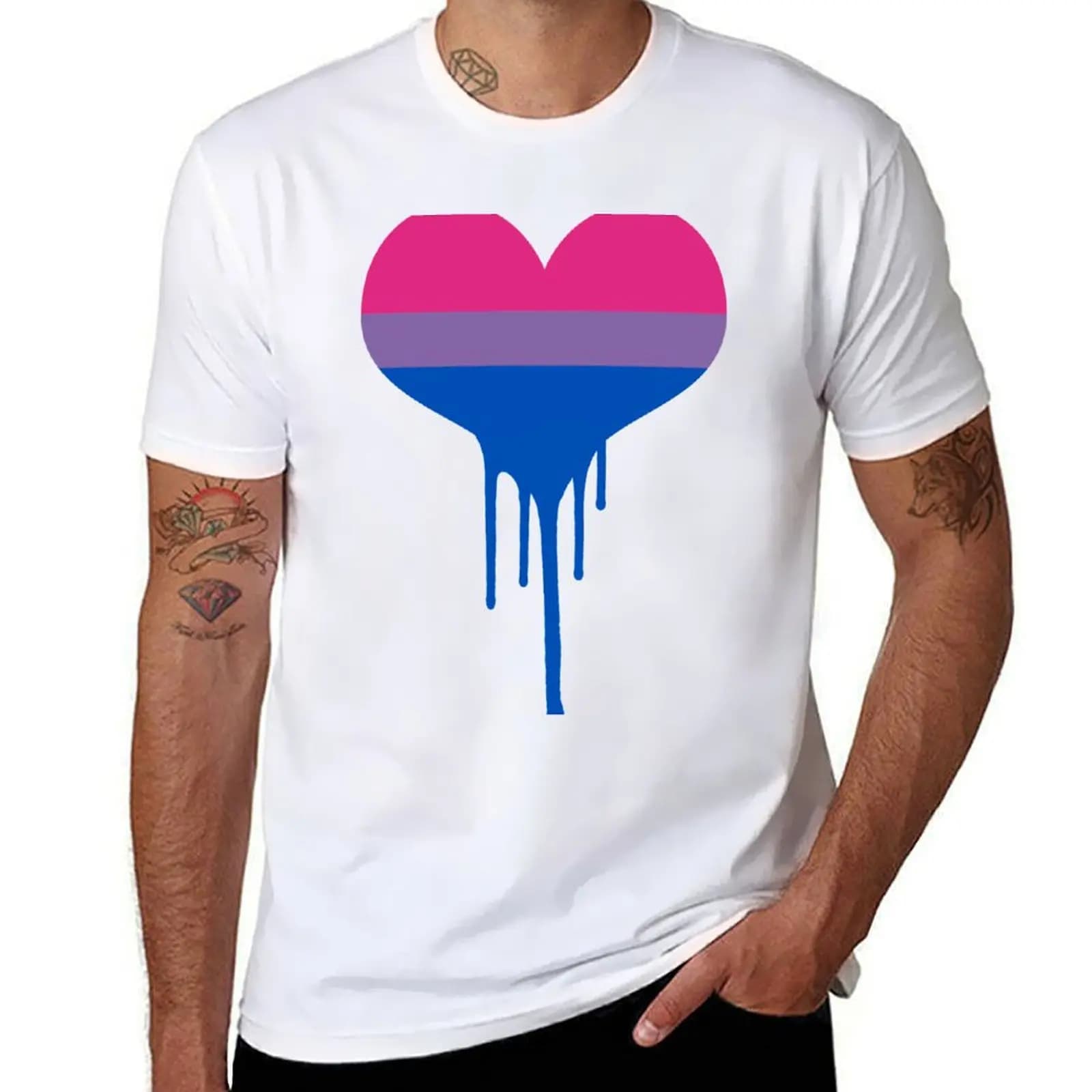 Bisexual Pride Heart T-Shirt t shirt men 100% cotton luxury brand man t shirt cotton high quality T-Shirt