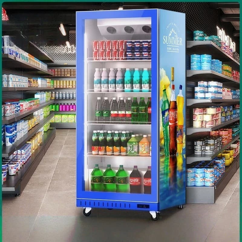 Beer display cabinet commercial single  double door red supermarket convenience store freezer air-cooled fresh-keeping cabinet