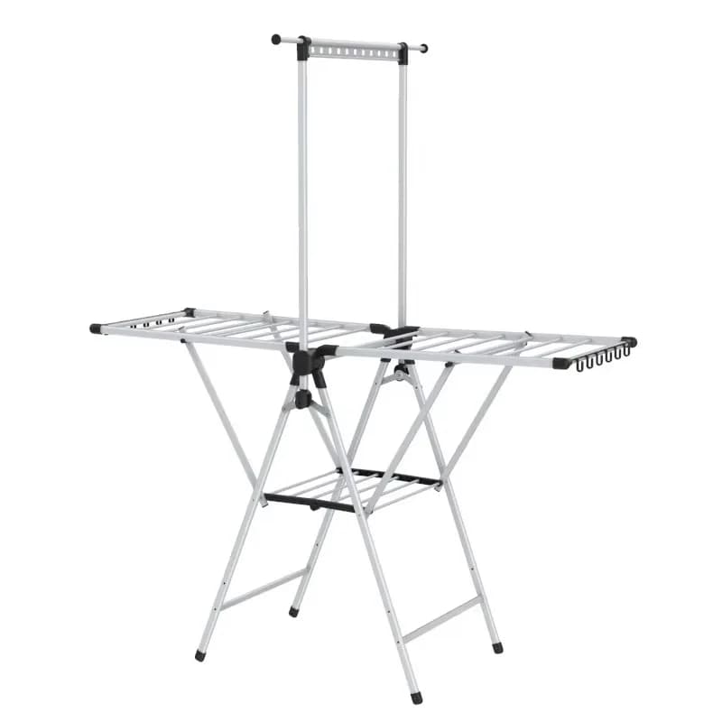 Dual-Use Folding Metal Floor Drying Rack Portable Foldable Storage for Clothing Bathroom Living Room Standing Type Installation