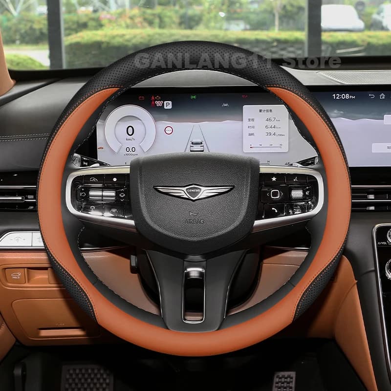 Leather Car Steering Wheel Cover For Genesis GV80 GV60 2021-2025 Covers For Covers Auto interior Genesis GV60 Accessories