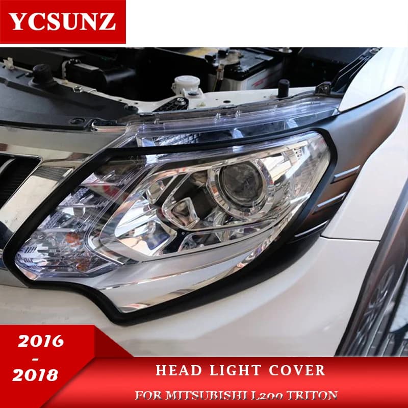 ABS Head Light Cover For Mitsubishi L200 Triton MQ 2015 2016 2017 2018 Car Accessories Double Cabin