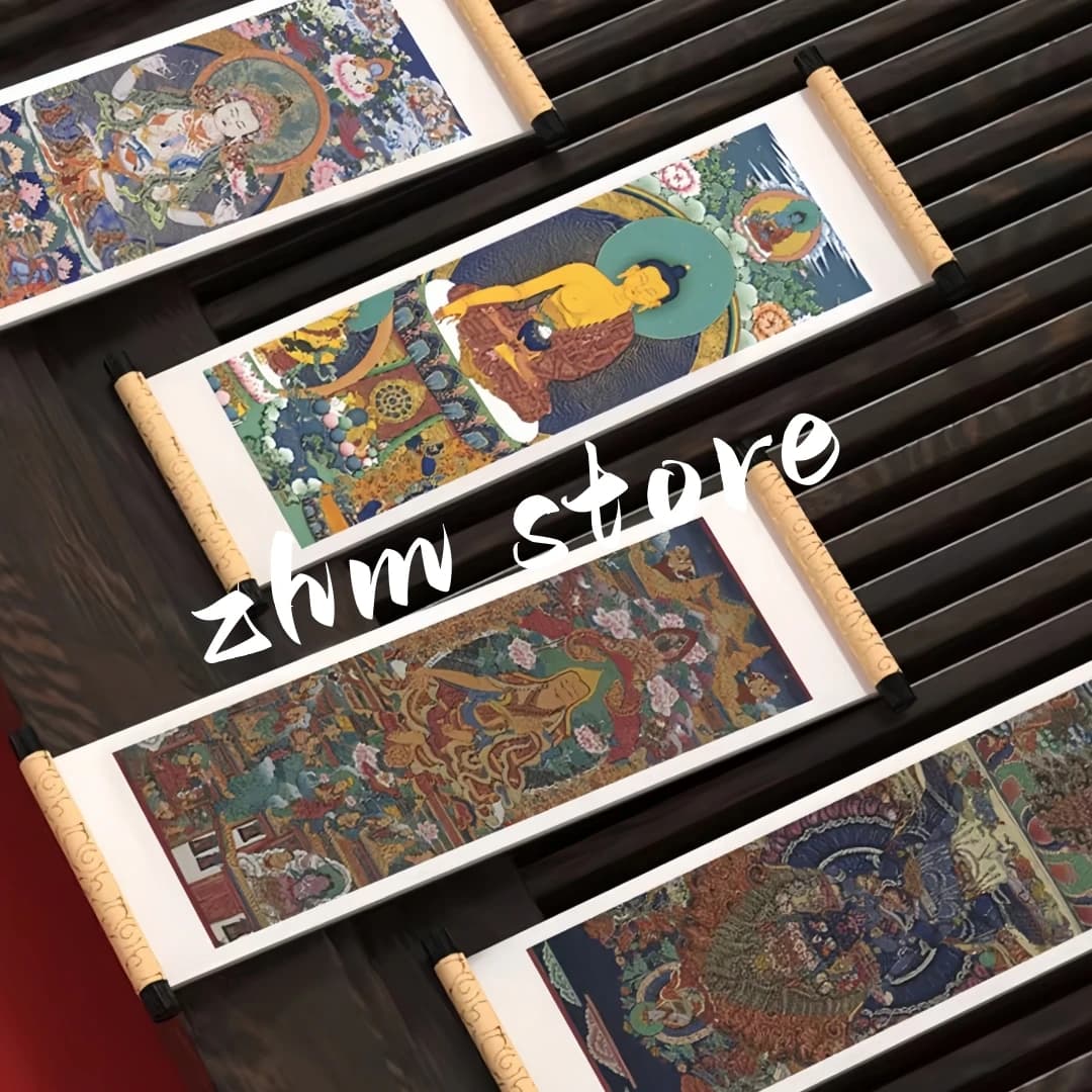 2pcs/lot Tibetan Style Scroll Retro Buddhist Statue Thangka Magnet,Travelling Refrigerator Magnet Keepsake Small Gift