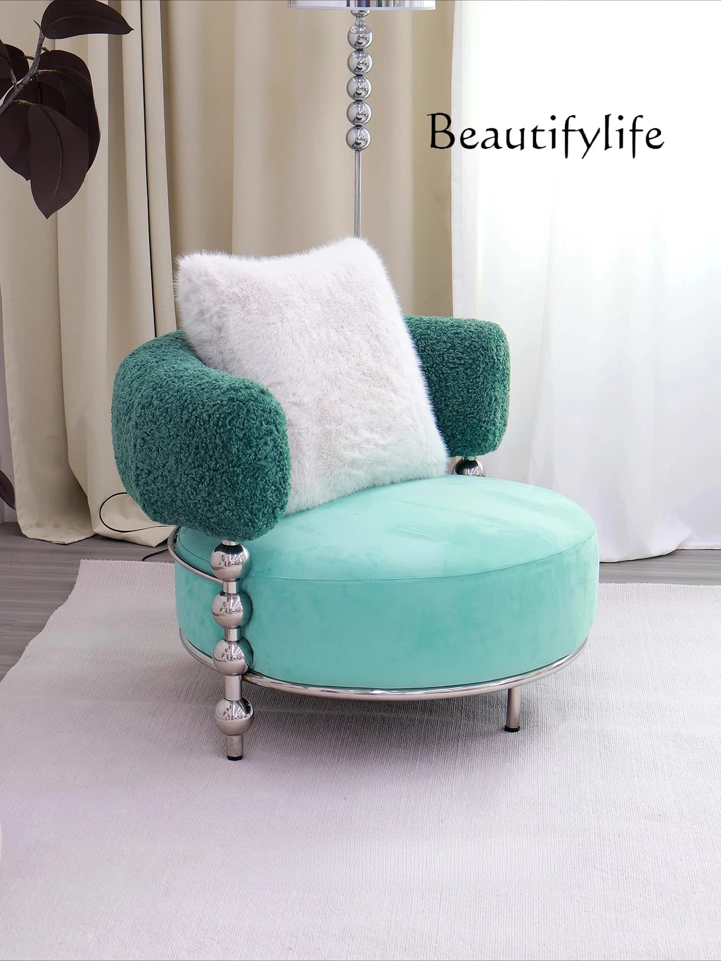 Simple light luxury removable and washable round fabric leisure chair living room balcony single sofa designer