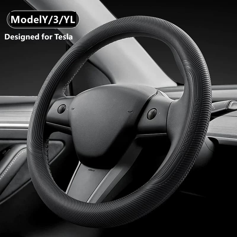 For ‌Refreshed Tesla Model YL/Y/3 Steering Wheel Cover All Season Universal Liquid Silicone Rubber Sports Steering Wheel Cover