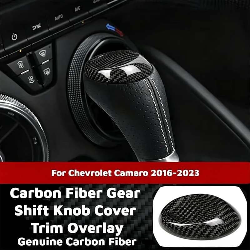 For Chevrolet Camaro ZL1 2016-2026 Center Console Gear Shift Knob Cover Carbon Fiber Interior Decor Accessories Stickers