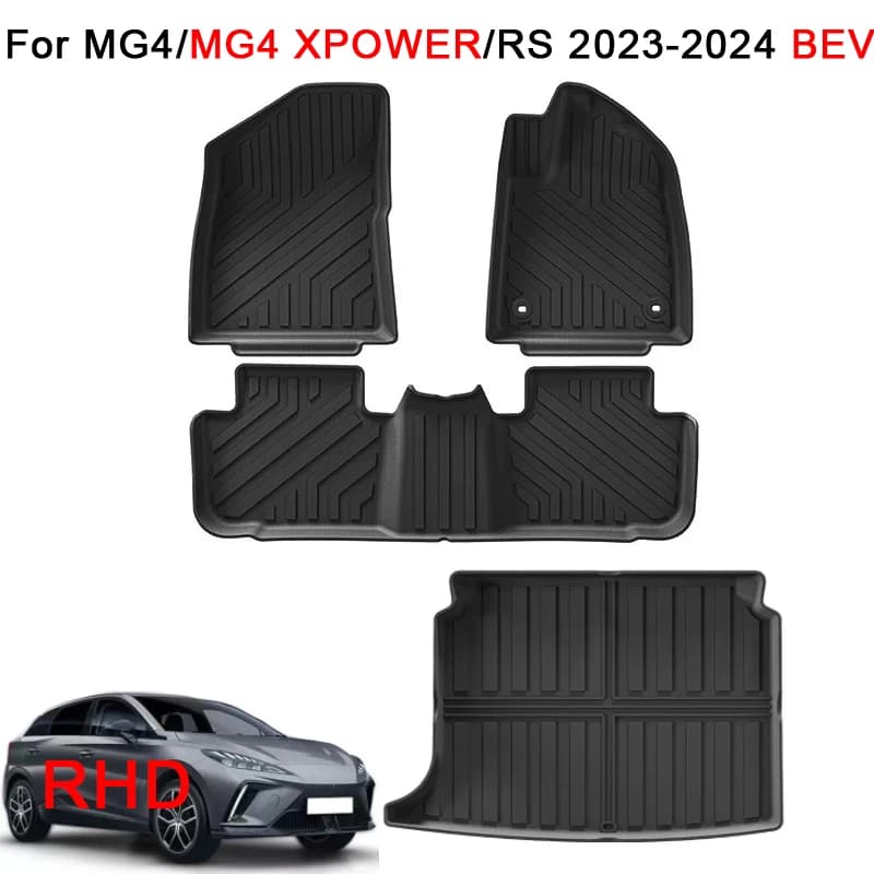 Car Floor Mats for 2023 2024 MG4 /MG4 XPOWER /RS Right Hand Drive TPE Cargo Liner Waterproof Trunk Mat RHD Pure Electric