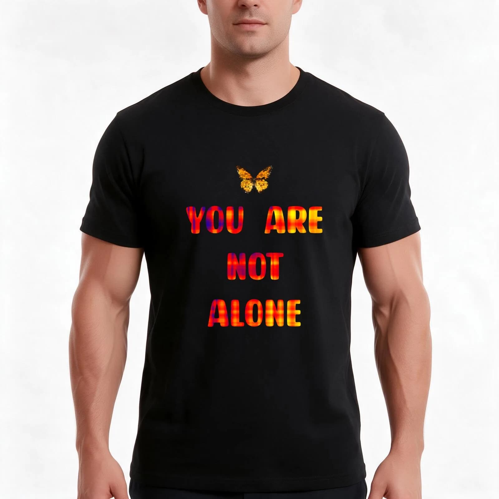 You are not alone T-Shirt, Summer Casual Cotton Tee, Oversized Streetwear Tops, Vintage Graphic Print, Loose Fit Short Sleeve