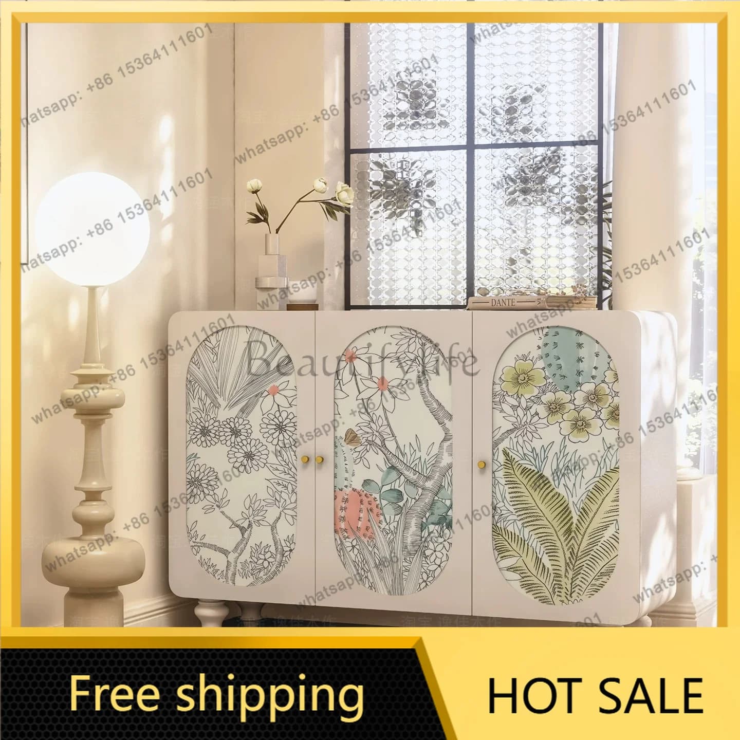 XX. American solid wood dining room locker living room aisle side cabinet