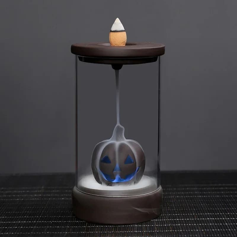 Creative Pumpkin Backflow Incense Burner Purple Clay Ceramic Zen Holder For Indoor Home Aromatherapy Use