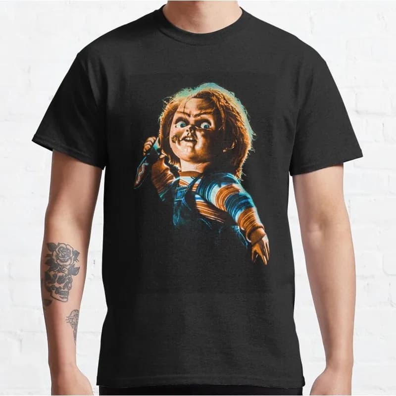 Chucky Child's Play Graphic T-Shirt Killer Doll Unisex Tee 0126 Cotton Short Sleeve Cult Slasher Horror Halloween Casual Tops