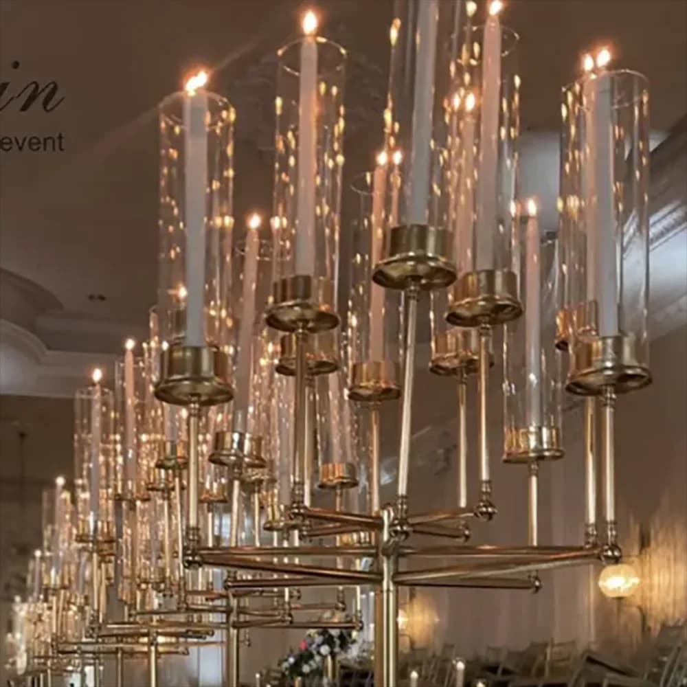 Exquisite Creative Tall Stainless Steel Candelabra For Wedding Table Centerpieces