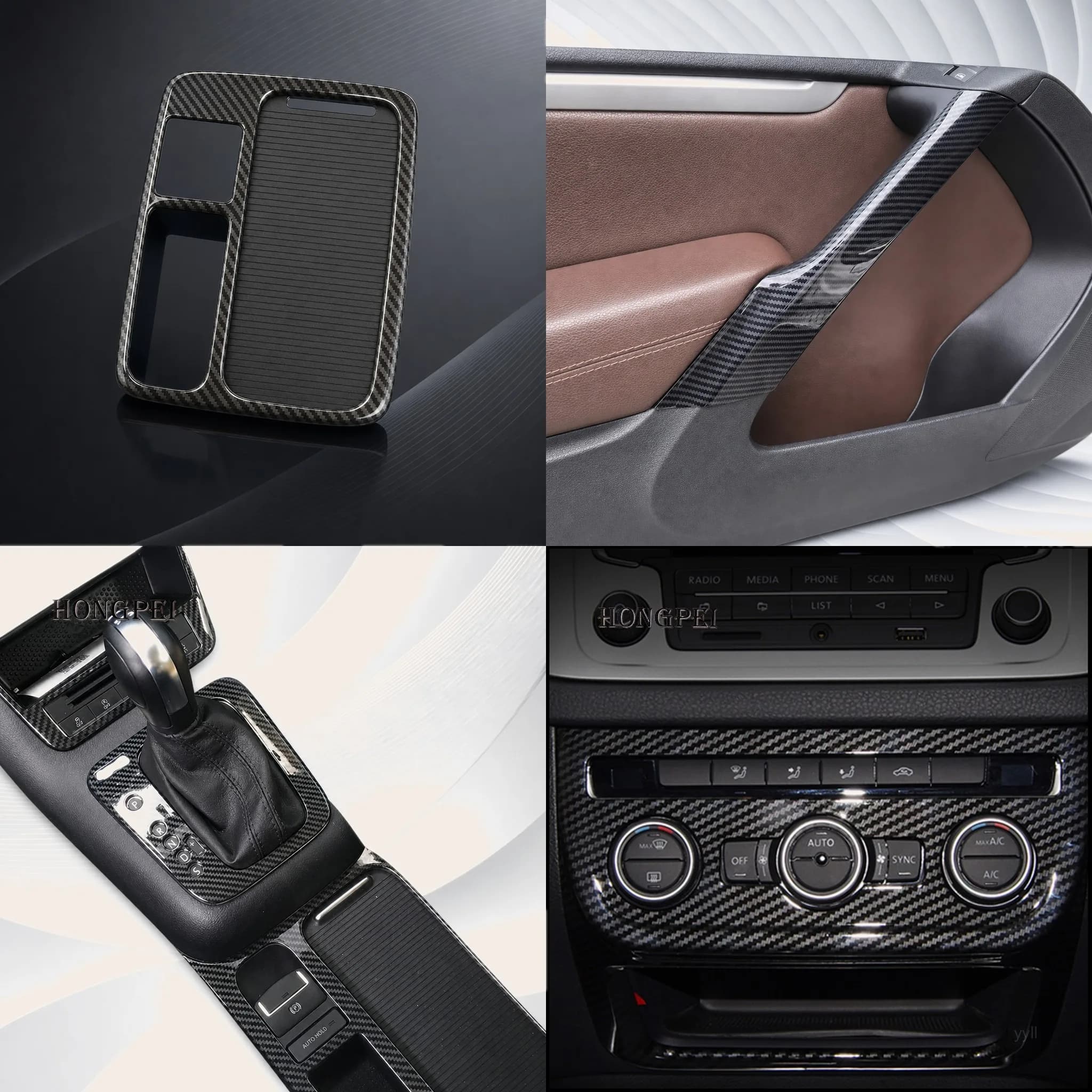 Car Styling For VW Tiguan 2010-2015 Gear Panel Water Cup Holder Moulding Cover Sticker Trim  Decoration Auto Parts Accessories