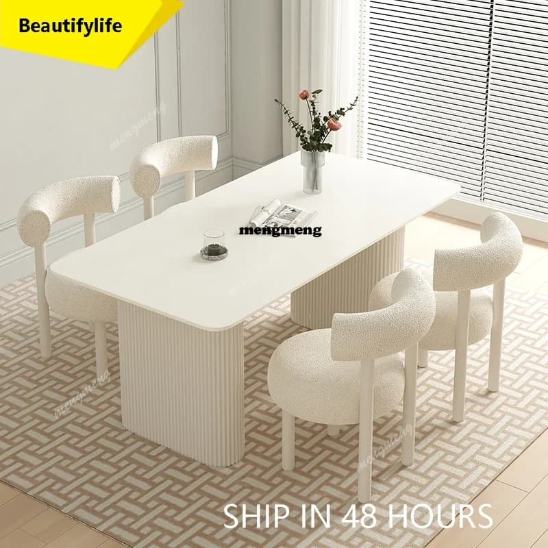 CC Nordic Aesthetics Dining Table Cream Wind Light Luxury Comfortable Romantic High Table Quality Lounge Mesas De Jantar Furnitu