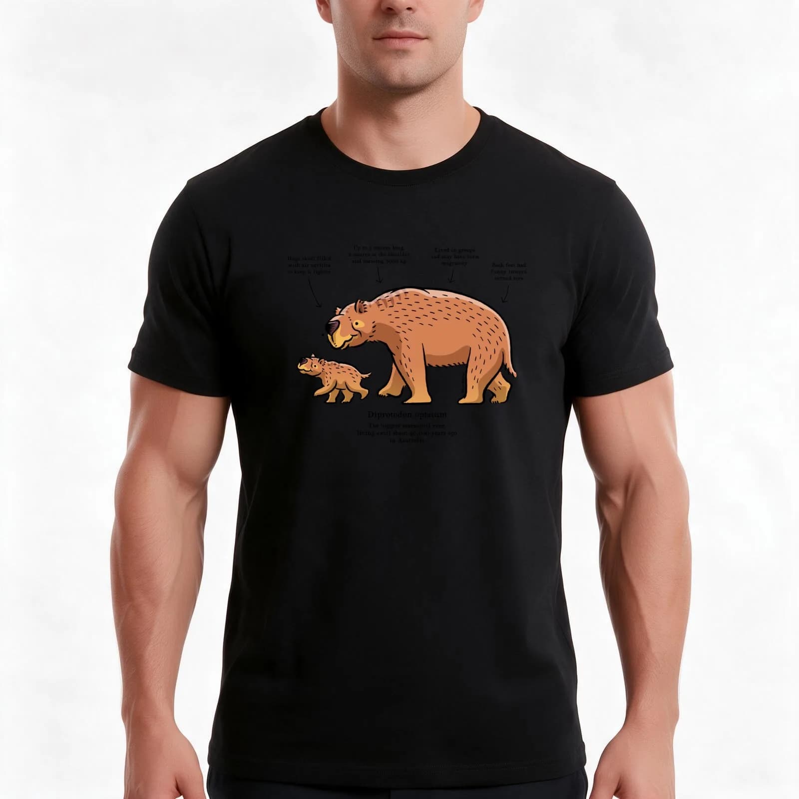 Diprotodon optatum the giant marsupial of the ice age T-Shirt, Summer Casual Cotton Tee, Oversized Streetwear Tops, 100% Cotton