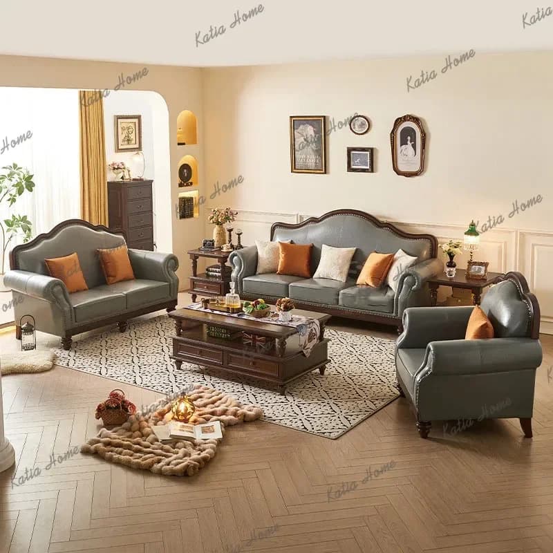 FG Genuine Leather Living Room Sofas Blue High Back Cool Lounges Sofas Luxury Sleeper Single Mobili Per Il Soggiorno Furniture H