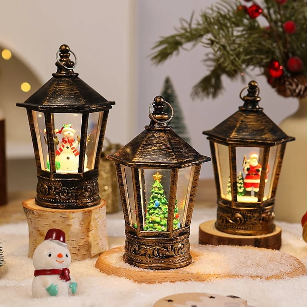 Christmas Decoration Plastic Vintage Mailboxes Small Wind Lights LED Xmas Night Lights Gift Ornaments Window Display Accessories