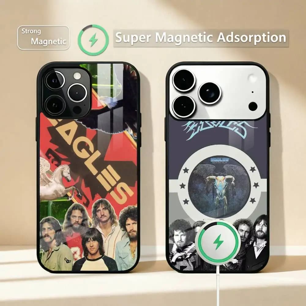 Classic Band The Eagles Rock Cool Phone Case For iPhone17,16,15,14,13,12,11 Plus,Pro Compatible with magnetic wireless charging