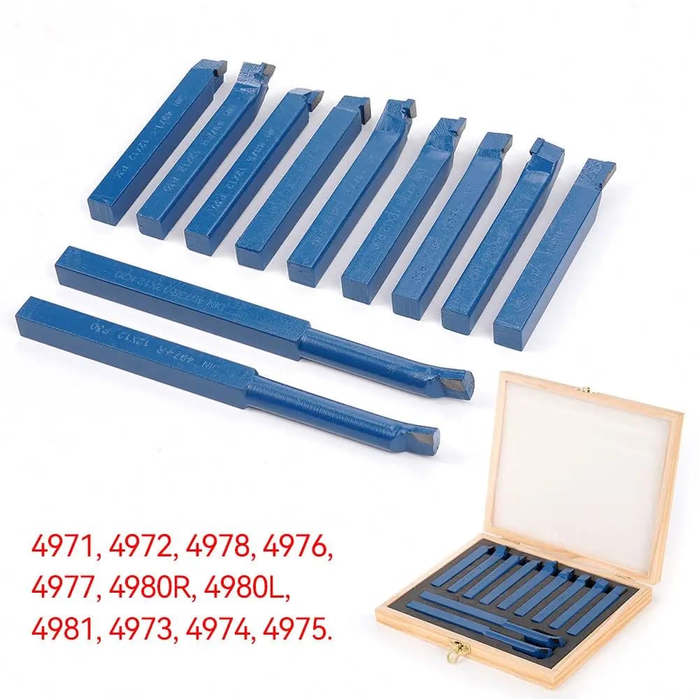 11pcs/set Metal Lathe Tool Set Turning Boring Bit P30 8/10/12mm Shank Carbide Tip Cutting Turning Boring Bit Working Cutter Tool