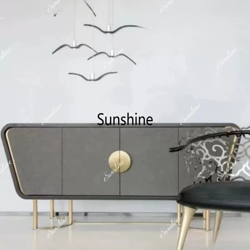 Light luxury lacquered sideboard, solid wood entryway cabinet, modern minimalist storage wine cabinetTJ