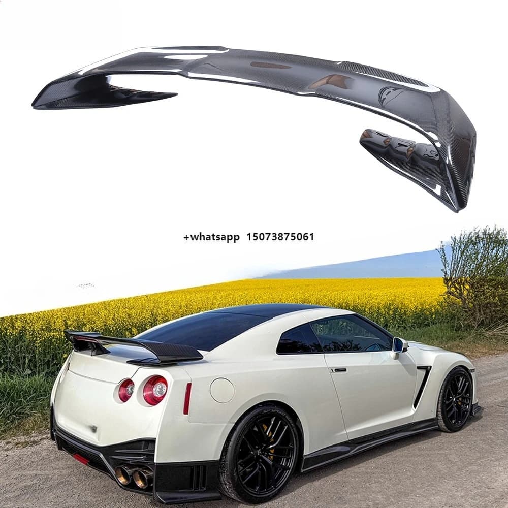 For  GTR R35 Sports Car VRS Style Real Carbon Fiber Rear Spoiler Trunk Wing