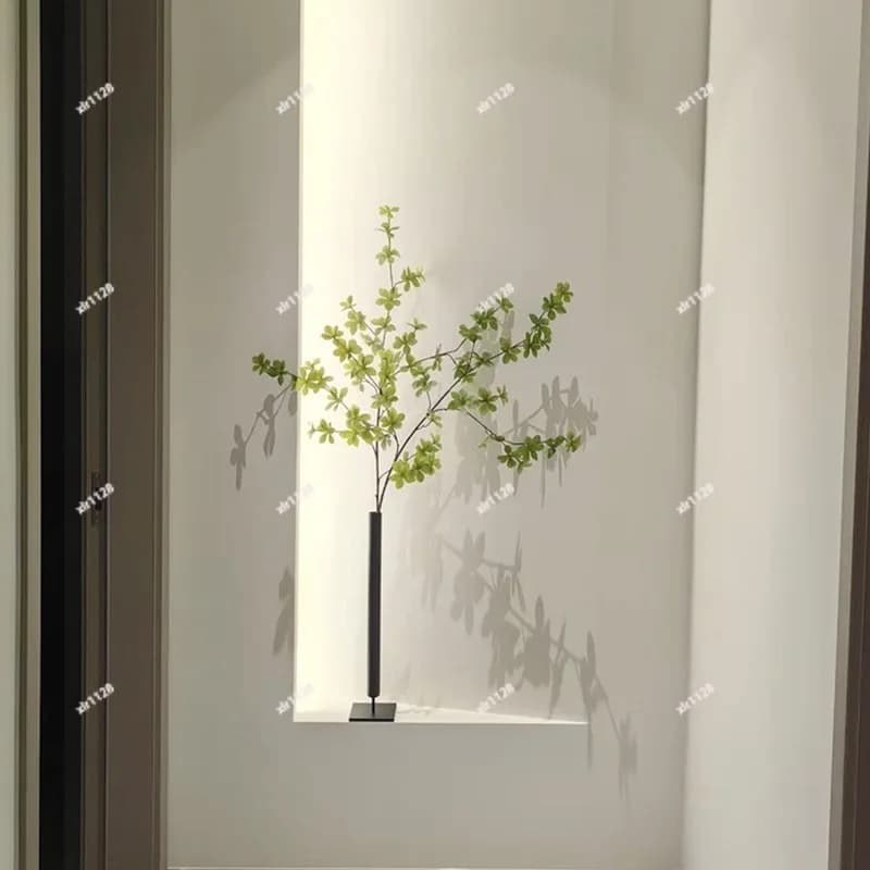 Retro Slender Black Vase Elegant Floral Container Decor for Entryway Niche Corridor Art Ornament